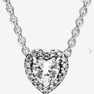 Pandora elevated heart necklace, sterling silver, excellent condition
